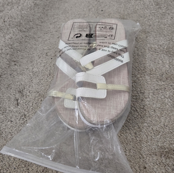 Women's White and Gold Sandals - Picture 7 of 7